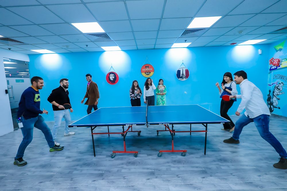 Table tennis in the games room